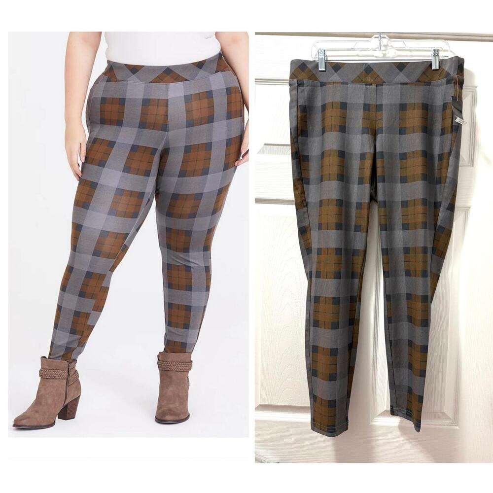 Torrid 2 (2X 18/20) Premium Ponte Outlander Tartan Plaid Pixie Leggings Pants
